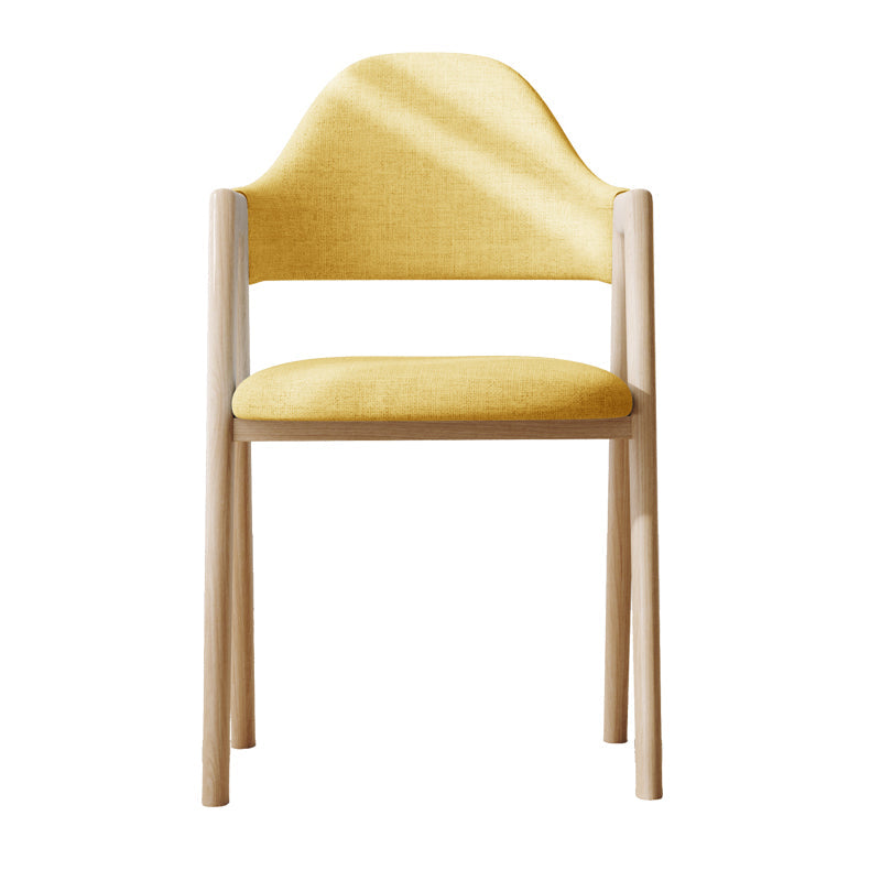 Modern Dining Arm Chairs Upholstered Open Back Armchair with Metal Legs Yellow 1 Piece Natural Wood Clearhalo ' kitchen&dining_furn' 'Dining Chairs' 'Dining Tables & Seating' 'dining_chair' 'furn' 'furn_dining_chair' 'Furniture' 'furniture_dining_chair' 'Kitchen & Dining Furniture' 'kitchen' 4038140