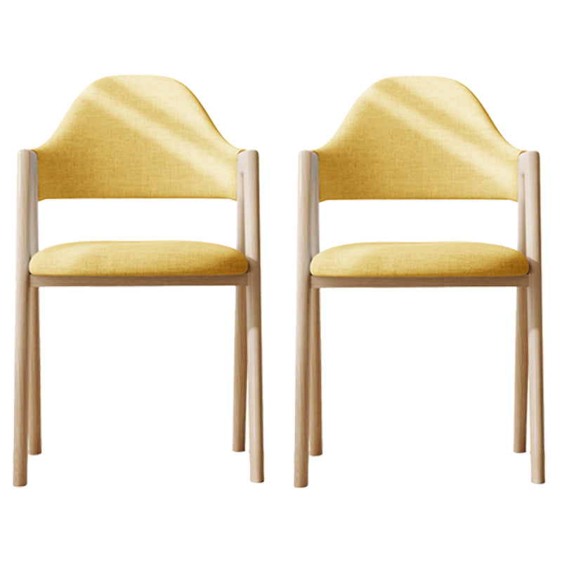 Modern Dining Arm Chairs Upholstered Open Back Armchair with Metal Legs Yellow 2 Piece Set Natural Wood Clearhalo ' kitchen&dining_furn' 'Dining Chairs' 'Dining Tables & Seating' 'dining_chair' 'furn' 'furn_dining_chair' 'Furniture' 'furniture_dining_chair' 'Kitchen & Dining Furniture' 'kitchen' 4038141