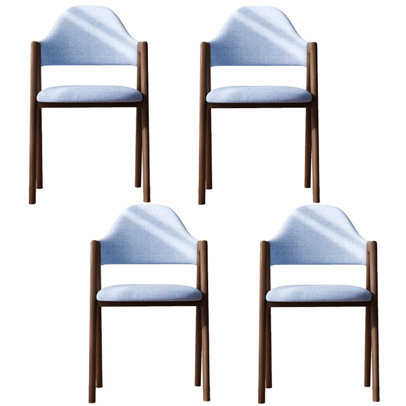 Modern Dining Arm Chairs Upholstered Open Back Armchair with Metal Legs Blue 4 Piece Set Walnut Clearhalo ' kitchen&dining_furn' 'Dining Chairs' 'Dining Tables & Seating' 'dining_chair' 'furn' 'furn_dining_chair' 'Furniture' 'furniture_dining_chair' 'Kitchen & Dining Furniture' 'kitchen' 4038148