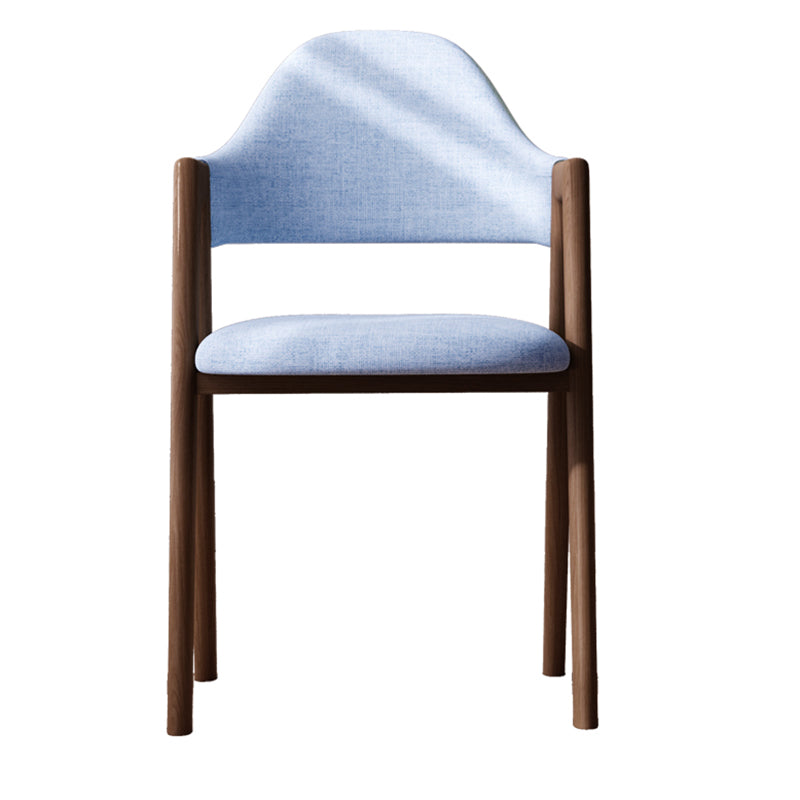 Modern Dining Arm Chairs Upholstered Open Back Armchair with Metal Legs Blue 1 Piece Walnut Clearhalo ' kitchen&dining_furn' 'Dining Chairs' 'Dining Tables & Seating' 'dining_chair' 'furn' 'furn_dining_chair' 'Furniture' 'furniture_dining_chair' 'Kitchen & Dining Furniture' 'kitchen' 4038149