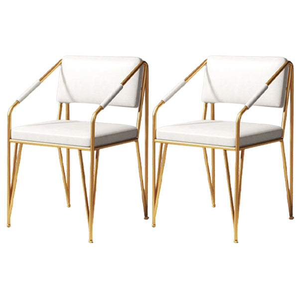 Scandinavian Style Metal Chairs Kitchen Open Back Side Chair (Set of 2) White-Gold Clearhalo ' kitchen&dining_furn' 'Dining Chairs' 'Dining Tables & Seating' 'dining_chair' 'furn' 'furn_dining_chair' 'Furniture' 'furniture_dining_chair' 'Kitchen & Dining Furniture' 'kitchen' 4038153
