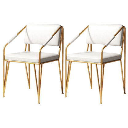 Scandinavian Style Metal Chairs Kitchen Open Back Side Chair (Set of 2) White-Gold Clearhalo ' kitchen&dining_furn' 'Dining Chairs' 'Dining Tables & Seating' 'dining_chair' 'furn' 'furn_dining_chair' 'Furniture' 'furniture_dining_chair' 'Kitchen & Dining Furniture' 'kitchen' 4038153