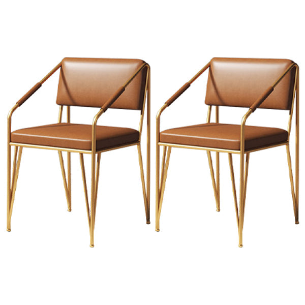 Scandinavian Style Metal Chairs Kitchen Open Back Side Chair (Set of 2) Brown Clearhalo ' kitchen&dining_furn' 'Dining Chairs' 'Dining Tables & Seating' 'dining_chair' 'furn' 'furn_dining_chair' 'Furniture' 'furniture_dining_chair' 'Kitchen & Dining Furniture' 'kitchen' 4038154