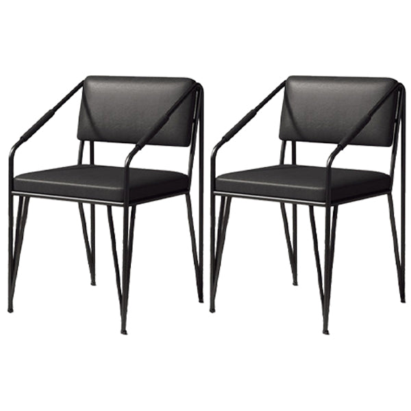 Scandinavian Style Metal Chairs Kitchen Open Back Side Chair (Set of 2) Black Clearhalo ' kitchen&dining_furn' 'Dining Chairs' 'Dining Tables & Seating' 'dining_chair' 'furn' 'furn_dining_chair' 'Furniture' 'furniture_dining_chair' 'Kitchen & Dining Furniture' 'kitchen' 4038160