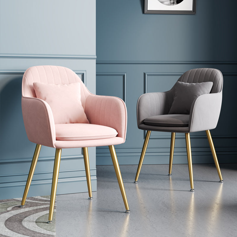 Upholstered Velvet Dining Arm Chair Solid Back Armchair with Metal Legs Clearhalo ' kitchen&dining_furn' 'Dining Chairs' 'Dining Tables & Seating' 'dining_chair' 'furn' 'furn_dining_chair' 'Furniture' 'furniture_dining_chair' 'Kitchen & Dining Furniture' 'kitchen' 4038168