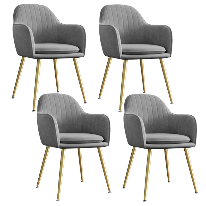 Upholstered Velvet Dining Arm Chair Solid Back Armchair with Metal Legs Grey 4 Piece Set Brass Gold Clearhalo ' kitchen&dining_furn' 'Dining Chairs' 'Dining Tables & Seating' 'dining_chair' 'furn' 'furn_dining_chair' 'Furniture' 'furniture_dining_chair' 'Kitchen & Dining Furniture' 'kitchen' 4038174