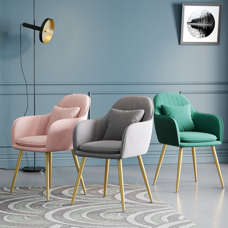 Upholstered Velvet Dining Arm Chair Solid Back Armchair with Metal Legs Clearhalo ' kitchen&dining_furn' 'Dining Chairs' 'Dining Tables & Seating' 'dining_chair' 'furn' 'furn_dining_chair' 'Furniture' 'furniture_dining_chair' 'Kitchen & Dining Furniture' 'kitchen' 4038175