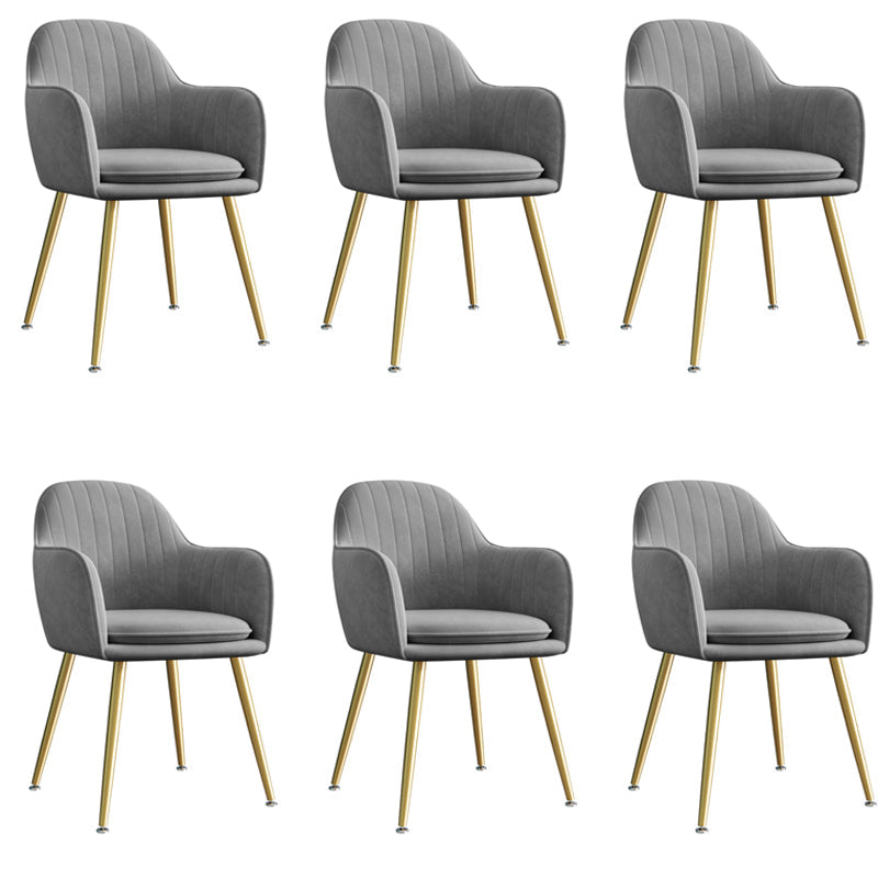 Upholstered Velvet Dining Arm Chair Solid Back Armchair with Metal Legs Grey 6 Piece Set Brass Gold Clearhalo ' kitchen&dining_furn' 'Dining Chairs' 'Dining Tables & Seating' 'dining_chair' 'furn' 'furn_dining_chair' 'Furniture' 'furniture_dining_chair' 'Kitchen & Dining Furniture' 'kitchen' 4038176