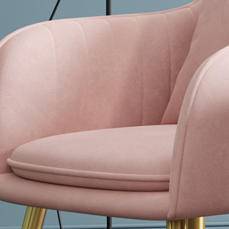 Upholstered Velvet Dining Arm Chair Solid Back Armchair with Metal Legs Clearhalo ' kitchen&dining_furn' 'Dining Chairs' 'Dining Tables & Seating' 'dining_chair' 'furn' 'furn_dining_chair' 'Furniture' 'furniture_dining_chair' 'Kitchen & Dining Furniture' 'kitchen' 4038178