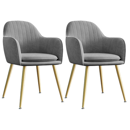 Upholstered Velvet Dining Arm Chair Solid Back Armchair with Metal Legs Grey 2 Piece Set Brass Gold Clearhalo ' kitchen&dining_furn' 'Dining Chairs' 'Dining Tables & Seating' 'dining_chair' 'furn' 'furn_dining_chair' 'Furniture' 'furniture_dining_chair' 'Kitchen & Dining Furniture' 'kitchen' 4038179