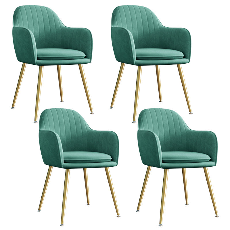 Upholstered Velvet Dining Arm Chair Solid Back Armchair with Metal Legs Green 4 Piece Set Brass Gold Clearhalo ' kitchen&dining_furn' 'Dining Chairs' 'Dining Tables & Seating' 'dining_chair' 'furn' 'furn_dining_chair' 'Furniture' 'furniture_dining_chair' 'Kitchen & Dining Furniture' 'kitchen' 4038187