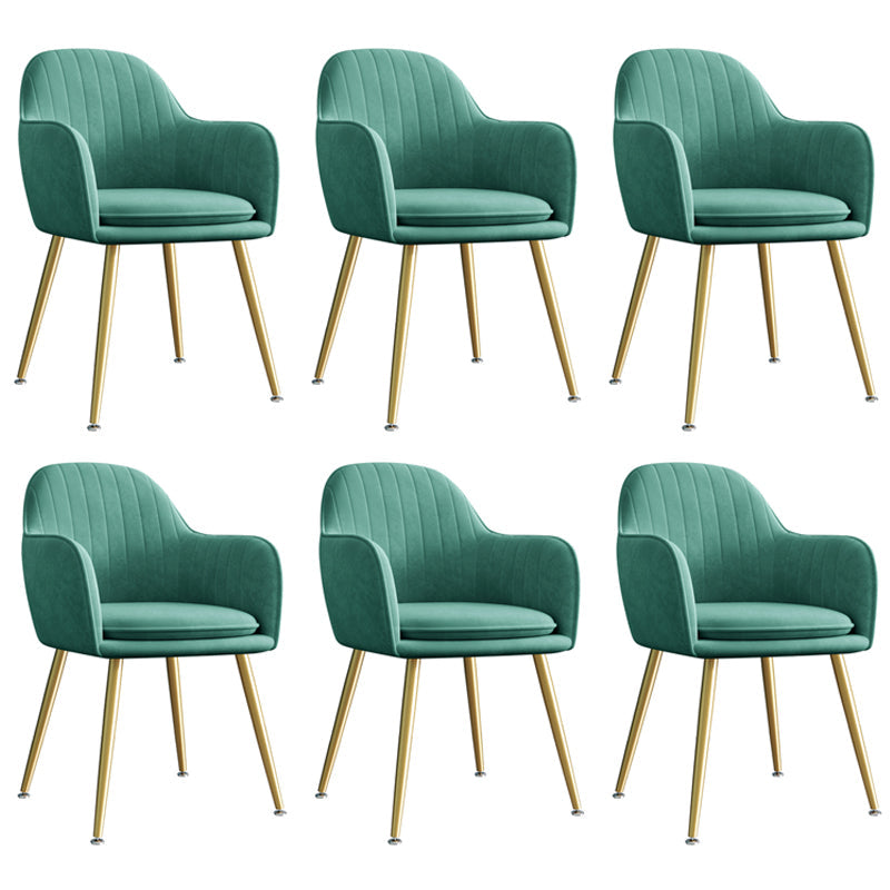 Upholstered Velvet Dining Arm Chair Solid Back Armchair with Metal Legs Green 6 Piece Set Brass Gold Clearhalo ' kitchen&dining_furn' 'Dining Chairs' 'Dining Tables & Seating' 'dining_chair' 'furn' 'furn_dining_chair' 'Furniture' 'furniture_dining_chair' 'Kitchen & Dining Furniture' 'kitchen' 4038188