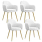 Upholstered Velvet Dining Arm Chair Solid Back Armchair with Metal Legs White 4 Piece Set Brass Gold Clearhalo ' kitchen&dining_furn' 'Dining Chairs' 'Dining Tables & Seating' 'dining_chair' 'furn' 'furn_dining_chair' 'Furniture' 'furniture_dining_chair' 'Kitchen & Dining Furniture' 'kitchen' 4038193