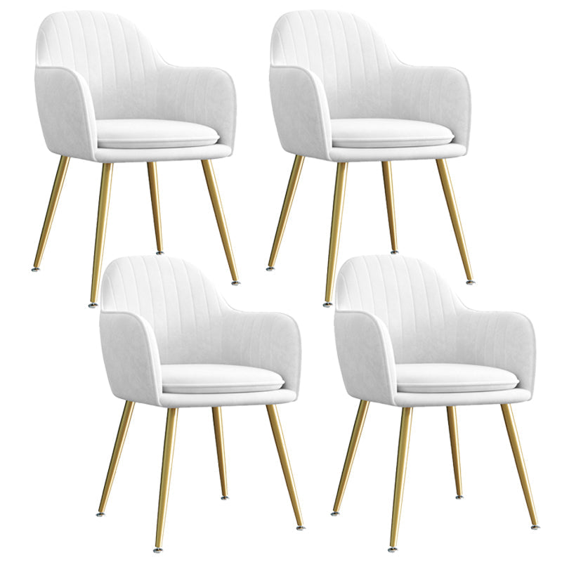 Upholstered Velvet Dining Arm Chair Solid Back Armchair with Metal Legs White 4 Piece Set Brass Gold Clearhalo ' kitchen&dining_furn' 'Dining Chairs' 'Dining Tables & Seating' 'dining_chair' 'furn' 'furn_dining_chair' 'Furniture' 'furniture_dining_chair' 'Kitchen & Dining Furniture' 'kitchen' 4038193