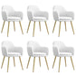 Upholstered Velvet Dining Arm Chair Solid Back Armchair with Metal Legs White 6 Piece Set Brass Gold Clearhalo ' kitchen&dining_furn' 'Dining Chairs' 'Dining Tables & Seating' 'dining_chair' 'furn' 'furn_dining_chair' 'Furniture' 'furniture_dining_chair' 'Kitchen & Dining Furniture' 'kitchen' 4038194