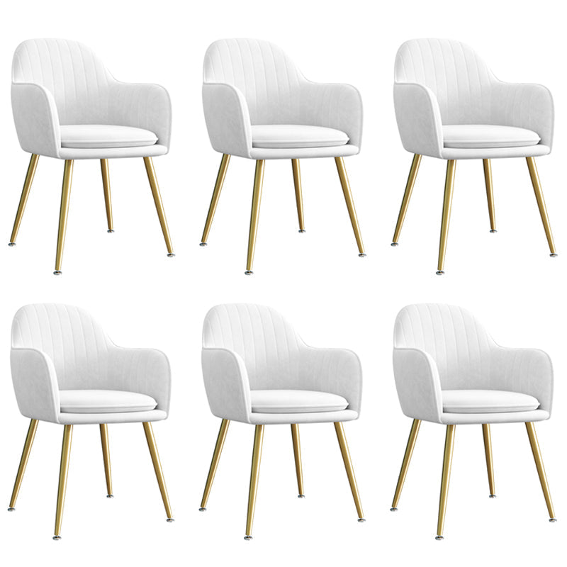Upholstered Velvet Dining Arm Chair Solid Back Armchair with Metal Legs White 6 Piece Set Brass Gold Clearhalo ' kitchen&dining_furn' 'Dining Chairs' 'Dining Tables & Seating' 'dining_chair' 'furn' 'furn_dining_chair' 'Furniture' 'furniture_dining_chair' 'Kitchen & Dining Furniture' 'kitchen' 4038194