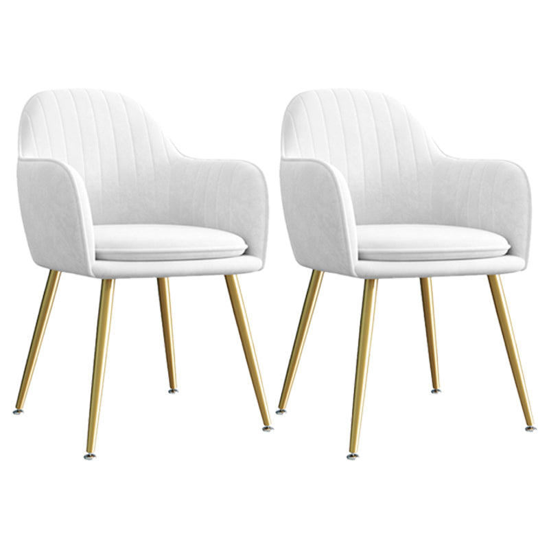 Upholstered Velvet Dining Arm Chair Solid Back Armchair with Metal Legs White 2 Piece Set Brass Gold Clearhalo ' kitchen&dining_furn' 'Dining Chairs' 'Dining Tables & Seating' 'dining_chair' 'furn' 'furn_dining_chair' 'Furniture' 'furniture_dining_chair' 'Kitchen & Dining Furniture' 'kitchen' 4038195