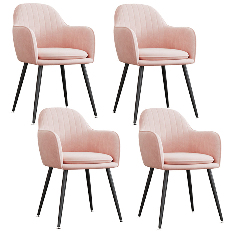 Upholstered Velvet Dining Arm Chair Solid Back Armchair with Metal Legs Pink 4 Piece Set Black Clearhalo ' kitchen&dining_furn' 'Dining Chairs' 'Dining Tables & Seating' 'dining_chair' 'furn' 'furn_dining_chair' 'Furniture' 'furniture_dining_chair' 'Kitchen & Dining Furniture' 'kitchen' 4038199