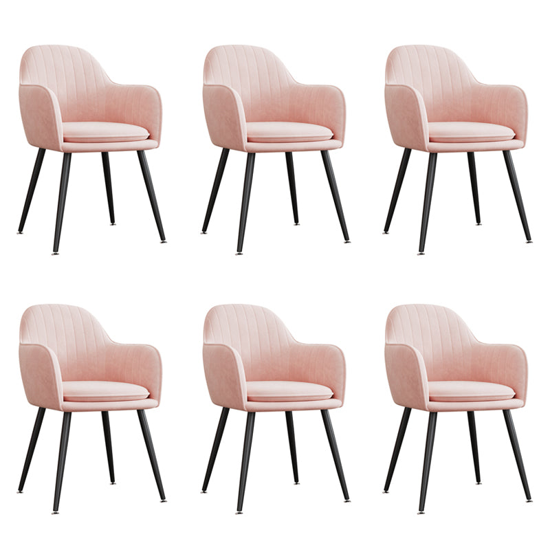 Upholstered Velvet Dining Arm Chair Solid Back Armchair with Metal Legs Pink 6 Piece Set Black Clearhalo ' kitchen&dining_furn' 'Dining Chairs' 'Dining Tables & Seating' 'dining_chair' 'furn' 'furn_dining_chair' 'Furniture' 'furniture_dining_chair' 'Kitchen & Dining Furniture' 'kitchen' 4038200