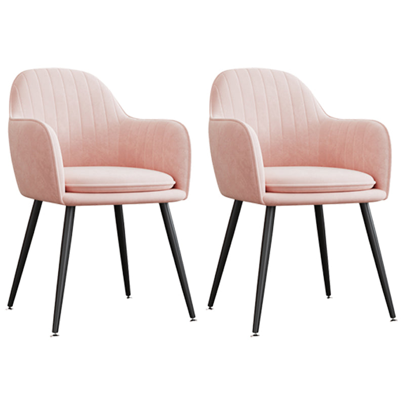 Upholstered Velvet Dining Arm Chair Solid Back Armchair with Metal Legs Pink 2 Piece Set Black Clearhalo ' kitchen&dining_furn' 'Dining Chairs' 'Dining Tables & Seating' 'dining_chair' 'furn' 'furn_dining_chair' 'Furniture' 'furniture_dining_chair' 'Kitchen & Dining Furniture' 'kitchen' 4038201