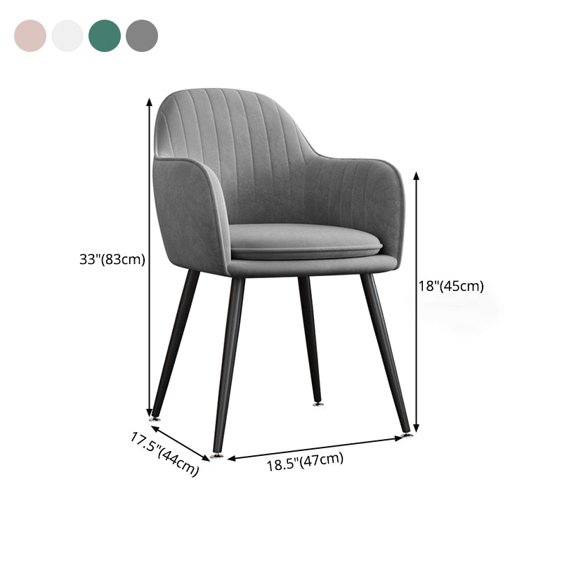 Upholstered Velvet Dining Arm Chair Solid Back Armchair with Metal Legs Clearhalo ' kitchen&dining_furn' 'Dining Chairs' 'Dining Tables & Seating' 'dining_chair' 'furn' 'furn_dining_chair' 'Furniture' 'furniture_dining_chair' 'Kitchen & Dining Furniture' 'kitchen' 4038202