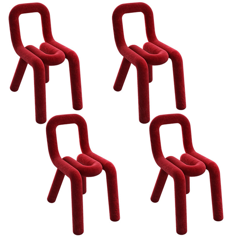 Contemporary Style Velvet Chairs Dining Room Open Back Side Chairs Set Red 4 Piece Set Clearhalo ' kitchen&dining_furn' 'Dining Chairs' 'Dining Tables & Seating' 'dining_chair' 'furn' 'furn_dining_chair' 'Furniture' 'furniture_dining_chair' 'Kitchen & Dining Furniture' 'kitchen' 4038220