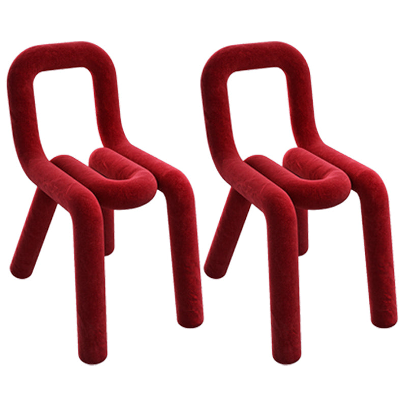Contemporary Style Velvet Chairs Dining Room Open Back Side Chairs Set Red 2 Piece Set Clearhalo ' kitchen&dining_furn' 'Dining Chairs' 'Dining Tables & Seating' 'dining_chair' 'furn' 'furn_dining_chair' 'Furniture' 'furniture_dining_chair' 'Kitchen & Dining Furniture' 'kitchen' 4038222