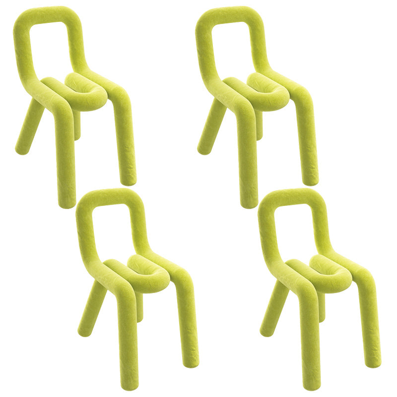 Contemporary Style Velvet Chairs Dining Room Open Back Side Chairs Set Lemon Yellow 4 Piece Set Clearhalo ' kitchen&dining_furn' 'Dining Chairs' 'Dining Tables & Seating' 'dining_chair' 'furn' 'furn_dining_chair' 'Furniture' 'furniture_dining_chair' 'Kitchen & Dining Furniture' 'kitchen' 4038223