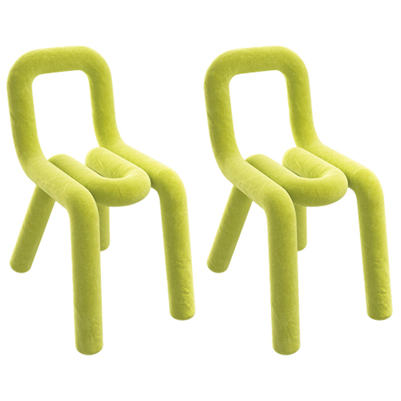 Contemporary Style Velvet Chairs Dining Room Open Back Side Chairs Set Lemon Yellow 2 Piece Set Clearhalo ' kitchen&dining_furn' 'Dining Chairs' 'Dining Tables & Seating' 'dining_chair' 'furn' 'furn_dining_chair' 'Furniture' 'furniture_dining_chair' 'Kitchen & Dining Furniture' 'kitchen' 4038225