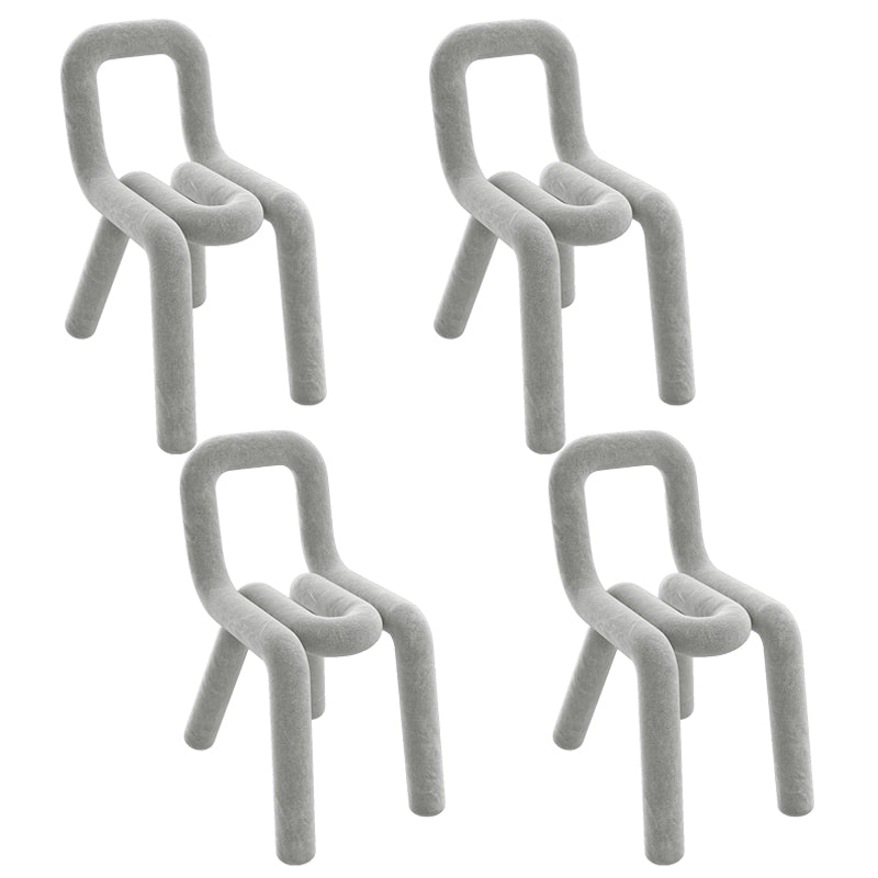 Contemporary Style Velvet Chairs Dining Room Open Back Side Chairs Set Light Gray 4 Piece Set Clearhalo ' kitchen&dining_furn' 'Dining Chairs' 'Dining Tables & Seating' 'dining_chair' 'furn' 'furn_dining_chair' 'Furniture' 'furniture_dining_chair' 'Kitchen & Dining Furniture' 'kitchen' 4038226