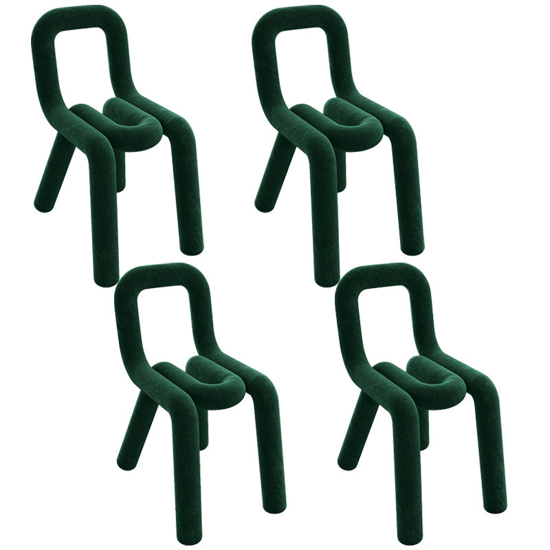 Contemporary Style Velvet Chairs Dining Room Open Back Side Chairs Set Blackish Green 4 Piece Set Clearhalo ' kitchen&dining_furn' 'Dining Chairs' 'Dining Tables & Seating' 'dining_chair' 'furn' 'furn_dining_chair' 'Furniture' 'furniture_dining_chair' 'Kitchen & Dining Furniture' 'kitchen' 4038241