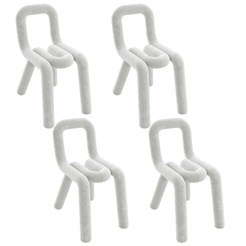 Contemporary Style Velvet Chairs Dining Room Open Back Side Chairs Set Gray-White 4 Piece Set Clearhalo ' kitchen&dining_furn' 'Dining Chairs' 'Dining Tables & Seating' 'dining_chair' 'furn' 'furn_dining_chair' 'Furniture' 'furniture_dining_chair' 'Kitchen & Dining Furniture' 'kitchen' 4038244