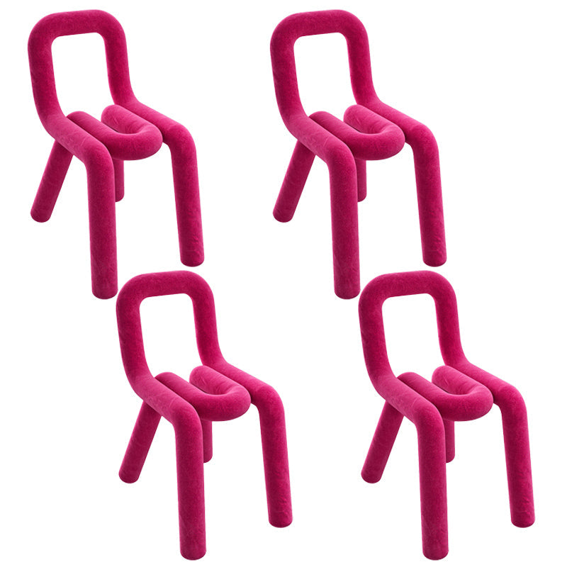 Contemporary Style Velvet Chairs Dining Room Open Back Side Chairs Set Rose Red 4 Piece Set Clearhalo ' kitchen&dining_furn' 'Dining Chairs' 'Dining Tables & Seating' 'dining_chair' 'furn' 'furn_dining_chair' 'Furniture' 'furniture_dining_chair' 'Kitchen & Dining Furniture' 'kitchen' 4038247