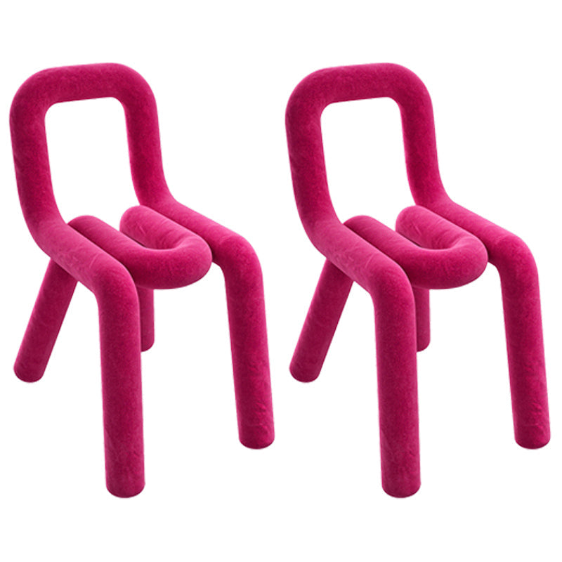 Contemporary Style Velvet Chairs Dining Room Open Back Side Chairs Set Rose Red 2 Piece Set Clearhalo ' kitchen&dining_furn' 'Dining Chairs' 'Dining Tables & Seating' 'dining_chair' 'furn' 'furn_dining_chair' 'Furniture' 'furniture_dining_chair' 'Kitchen & Dining Furniture' 'kitchen' 4038249