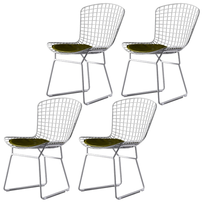 Scandinavian Metal Bedroom Side Chair Cross Back Matte Finish Dining Chair White Green 4 Piece Set Clearhalo ' kitchen&dining_furn' 'Dining Chairs' 'Dining Tables & Seating' 'dining_chair' 'furn' 'furn_dining_chair' 'Furniture' 'furniture_dining_chair' 'Kitchen & Dining Furniture' 'kitchen' 4038265
