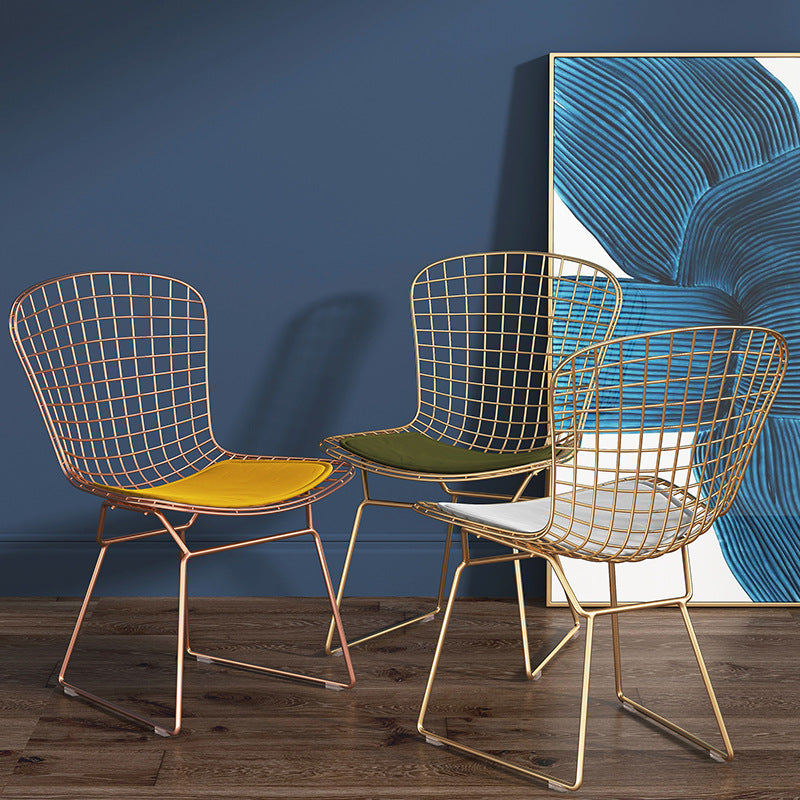 Scandinavian Metal Bedroom Side Chair Cross Back Matte Finish Dining Chair Clearhalo ' kitchen&dining_furn' 'Dining Chairs' 'Dining Tables & Seating' 'dining_chair' 'furn' 'furn_dining_chair' 'Furniture' 'furniture_dining_chair' 'Kitchen & Dining Furniture' 'kitchen' 4038267