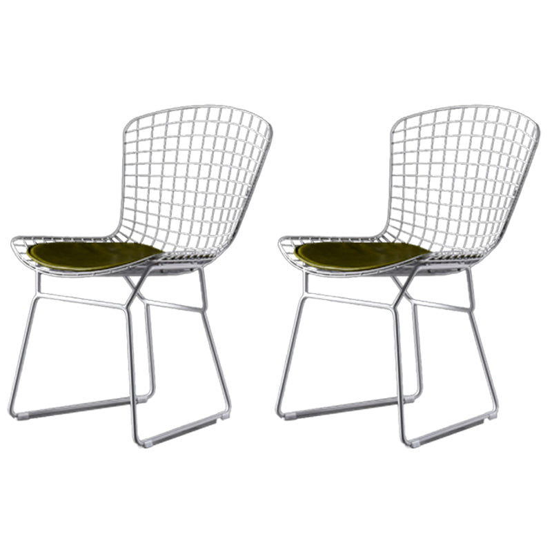 Scandinavian Metal Bedroom Side Chair Cross Back Matte Finish Dining Chair White Green 2 Piece Set Clearhalo ' kitchen&dining_furn' 'Dining Chairs' 'Dining Tables & Seating' 'dining_chair' 'furn' 'furn_dining_chair' 'Furniture' 'furniture_dining_chair' 'Kitchen & Dining Furniture' 'kitchen' 4038268