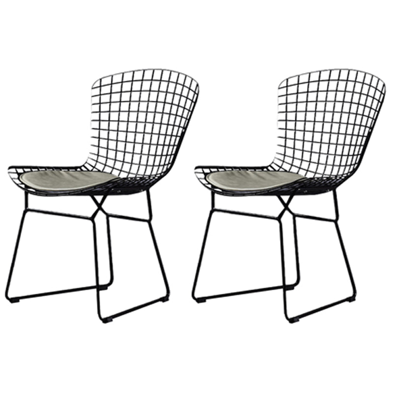 Scandinavian Metal Bedroom Side Chair Cross Back Matte Finish Dining Chair Black Gray 2 Piece Set Clearhalo ' kitchen&dining_furn' 'Dining Chairs' 'Dining Tables & Seating' 'dining_chair' 'furn' 'furn_dining_chair' 'Furniture' 'furniture_dining_chair' 'Kitchen & Dining Furniture' 'kitchen' 4038275
