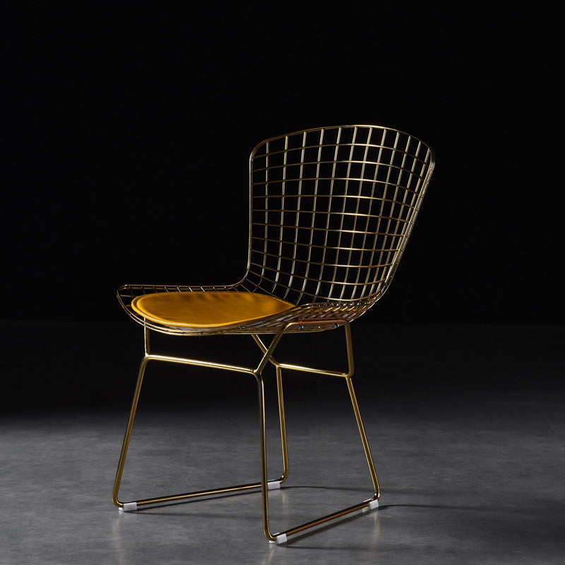 Scandinavian Metal Bedroom Side Chair Cross Back Matte Finish Dining Chair Gold Yellow 1 Piece Clearhalo ' kitchen&dining_furn' 'Dining Chairs' 'Dining Tables & Seating' 'dining_chair' 'furn' 'furn_dining_chair' 'Furniture' 'furniture_dining_chair' 'Kitchen & Dining Furniture' 'kitchen' 4038278