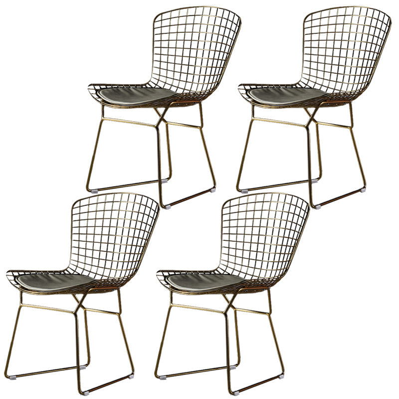 Scandinavian Metal Bedroom Side Chair Cross Back Matte Finish Dining Chair Gold Gray 4 Piece Set Clearhalo ' kitchen&dining_furn' 'Dining Chairs' 'Dining Tables & Seating' 'dining_chair' 'furn' 'furn_dining_chair' 'Furniture' 'furniture_dining_chair' 'Kitchen & Dining Furniture' 'kitchen' 4038283