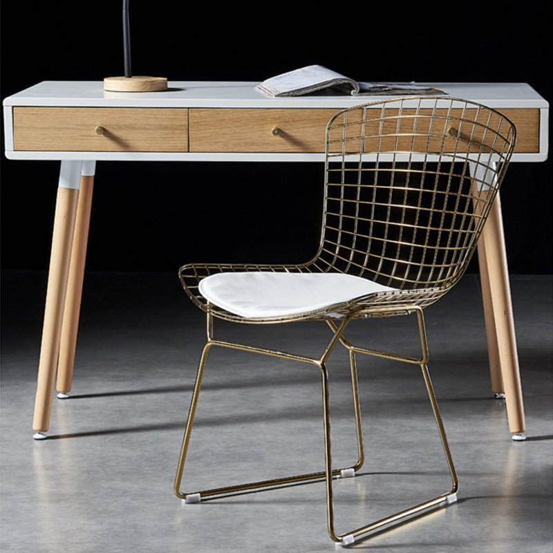 Scandinavian Metal Bedroom Side Chair Cross Back Matte Finish Dining Chair Clearhalo ' kitchen&dining_furn' 'Dining Chairs' 'Dining Tables & Seating' 'dining_chair' 'furn' 'furn_dining_chair' 'Furniture' 'furniture_dining_chair' 'Kitchen & Dining Furniture' 'kitchen' 4038284