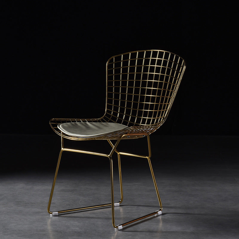 Scandinavian Metal Bedroom Side Chair Cross Back Matte Finish Dining Chair Gold Gray 1 Piece Clearhalo ' kitchen&dining_furn' 'Dining Chairs' 'Dining Tables & Seating' 'dining_chair' 'furn' 'furn_dining_chair' 'Furniture' 'furniture_dining_chair' 'Kitchen & Dining Furniture' 'kitchen' 4038285