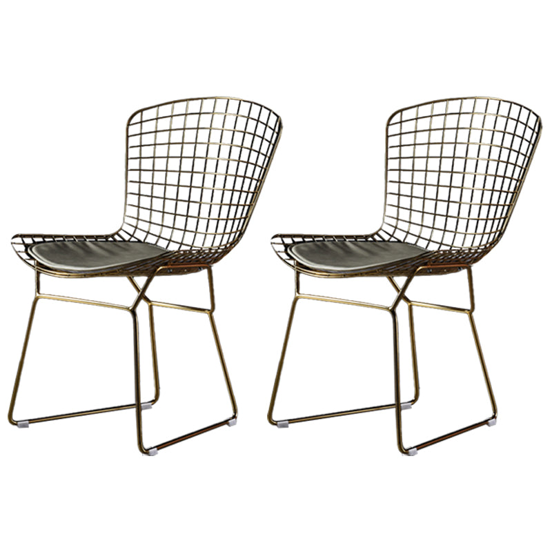 Scandinavian Metal Bedroom Side Chair Cross Back Matte Finish Dining Chair Gold Gray 2 Piece Set Clearhalo ' kitchen&dining_furn' 'Dining Chairs' 'Dining Tables & Seating' 'dining_chair' 'furn' 'furn_dining_chair' 'Furniture' 'furniture_dining_chair' 'Kitchen & Dining Furniture' 'kitchen' 4038286