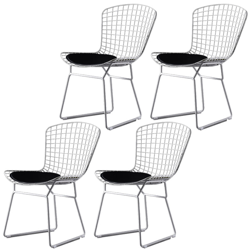 Scandinavian Metal Bedroom Side Chair Cross Back Matte Finish Dining Chair White Black 4 Piece Set Clearhalo ' kitchen&dining_furn' 'Dining Chairs' 'Dining Tables & Seating' 'dining_chair' 'furn' 'furn_dining_chair' 'Furniture' 'furniture_dining_chair' 'Kitchen & Dining Furniture' 'kitchen' 4038288