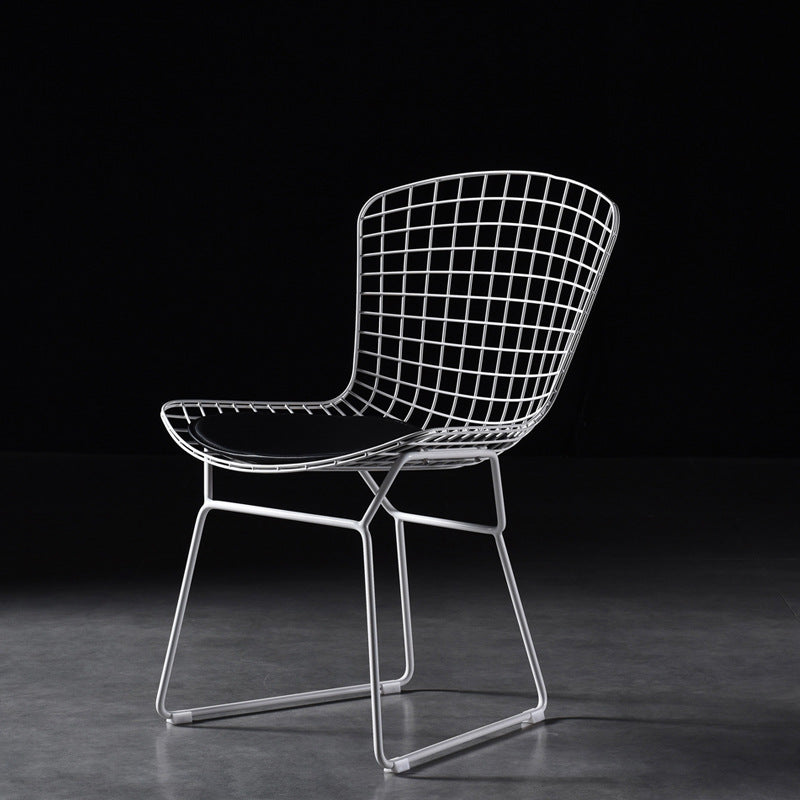 Scandinavian Metal Bedroom Side Chair Cross Back Matte Finish Dining Chair White Black 1 Piece Clearhalo ' kitchen&dining_furn' 'Dining Chairs' 'Dining Tables & Seating' 'dining_chair' 'furn' 'furn_dining_chair' 'Furniture' 'furniture_dining_chair' 'Kitchen & Dining Furniture' 'kitchen' 4038289