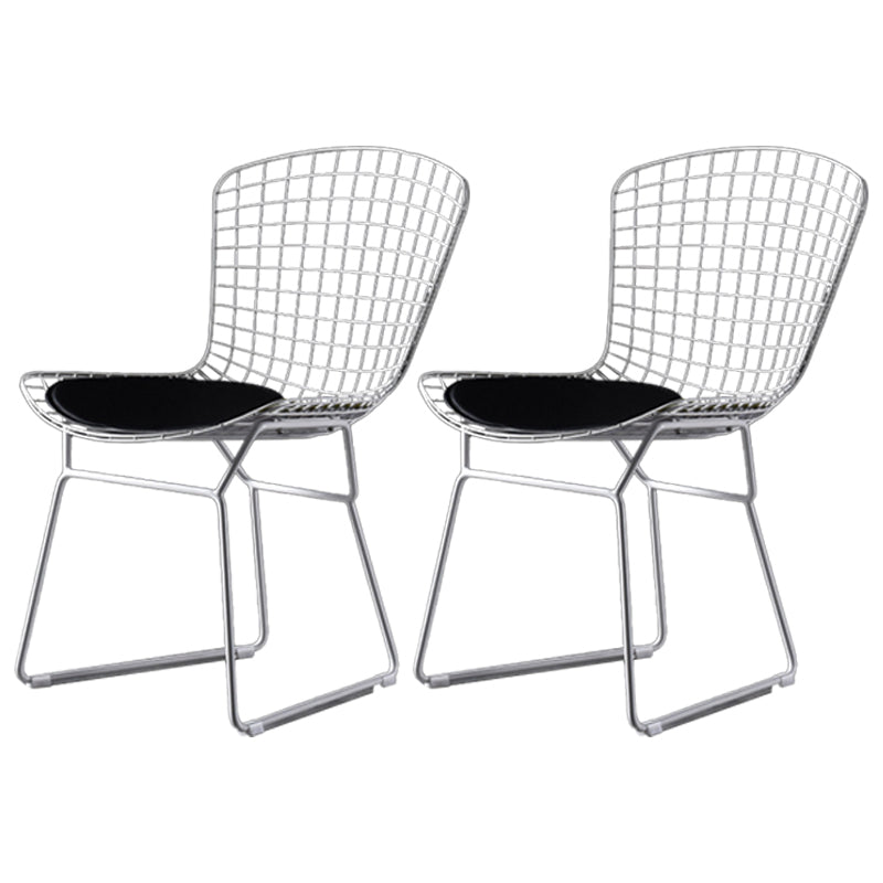 Scandinavian Metal Bedroom Side Chair Cross Back Matte Finish Dining Chair White Black 2 Piece Set Clearhalo ' kitchen&dining_furn' 'Dining Chairs' 'Dining Tables & Seating' 'dining_chair' 'furn' 'furn_dining_chair' 'Furniture' 'furniture_dining_chair' 'Kitchen & Dining Furniture' 'kitchen' 4038290
