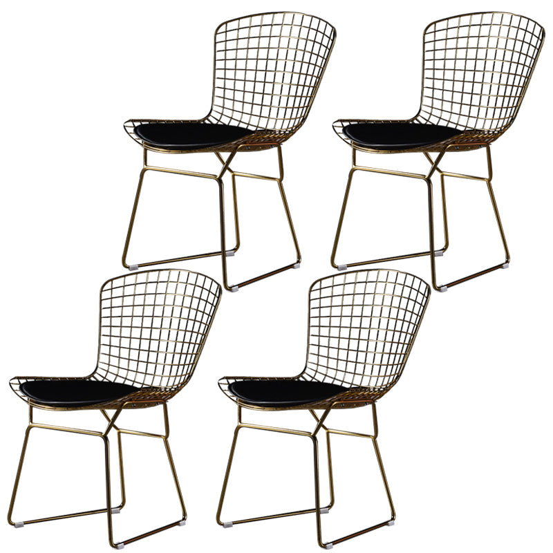 Scandinavian Metal Bedroom Side Chair Cross Back Matte Finish Dining Chair Gold Black 4 Piece Set Clearhalo ' kitchen&dining_furn' 'Dining Chairs' 'Dining Tables & Seating' 'dining_chair' 'furn' 'furn_dining_chair' 'Furniture' 'furniture_dining_chair' 'Kitchen & Dining Furniture' 'kitchen' 4038291
