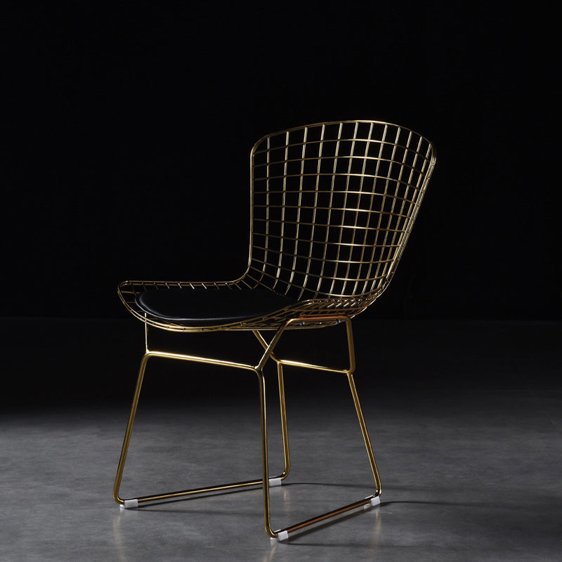 Scandinavian Metal Bedroom Side Chair Cross Back Matte Finish Dining Chair Gold Black 1 Piece Clearhalo ' kitchen&dining_furn' 'Dining Chairs' 'Dining Tables & Seating' 'dining_chair' 'furn' 'furn_dining_chair' 'Furniture' 'furniture_dining_chair' 'Kitchen & Dining Furniture' 'kitchen' 4038292