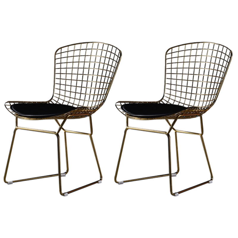 Scandinavian Metal Bedroom Side Chair Cross Back Matte Finish Dining Chair Gold Black 2 Piece Set Clearhalo ' kitchen&dining_furn' 'Dining Chairs' 'Dining Tables & Seating' 'dining_chair' 'furn' 'furn_dining_chair' 'Furniture' 'furniture_dining_chair' 'Kitchen & Dining Furniture' 'kitchen' 4038293