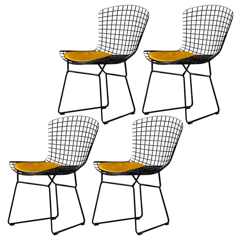 Scandinavian Metal Bedroom Side Chair Cross Back Matte Finish Dining Chair Black Yellow 4 Piece Set Clearhalo ' kitchen&dining_furn' 'Dining Chairs' 'Dining Tables & Seating' 'dining_chair' 'furn' 'furn_dining_chair' 'Furniture' 'furniture_dining_chair' 'Kitchen & Dining Furniture' 'kitchen' 4038294